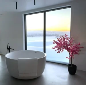 cheery blossom tree in bathroom