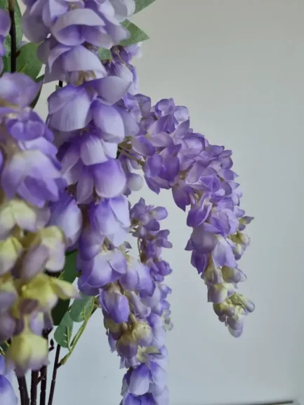 Artificial purple wisteria mini tree zoomed.